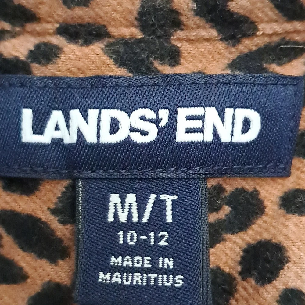Lands' End Women's Size Medium Animal Print 1/2 Button Sleep Shirt